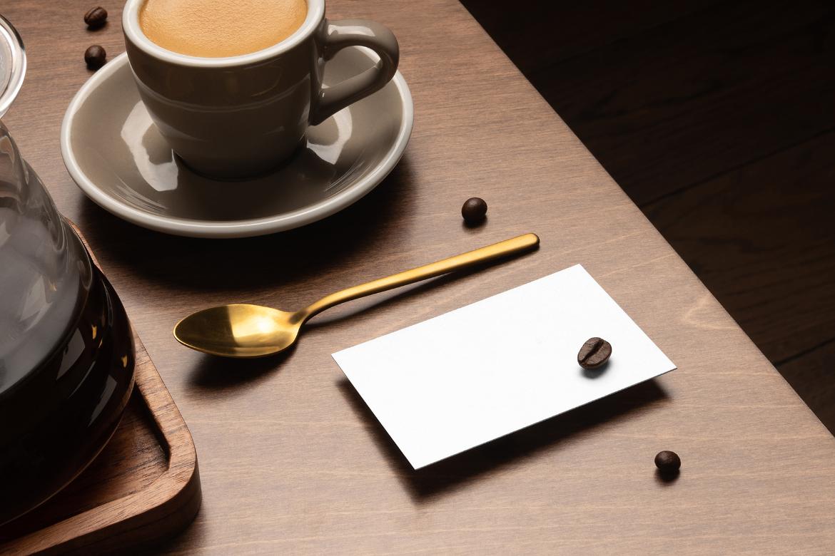 Business Card Coffee Branding Mockup Scene 13