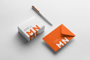 MNML Envelope and Box Branding Mockup Scene 21