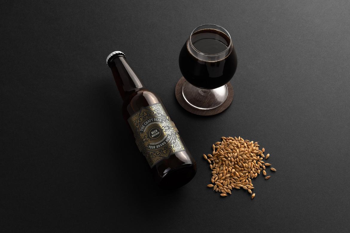 Craft Beer Bottle With Glass Mockup Scene 24