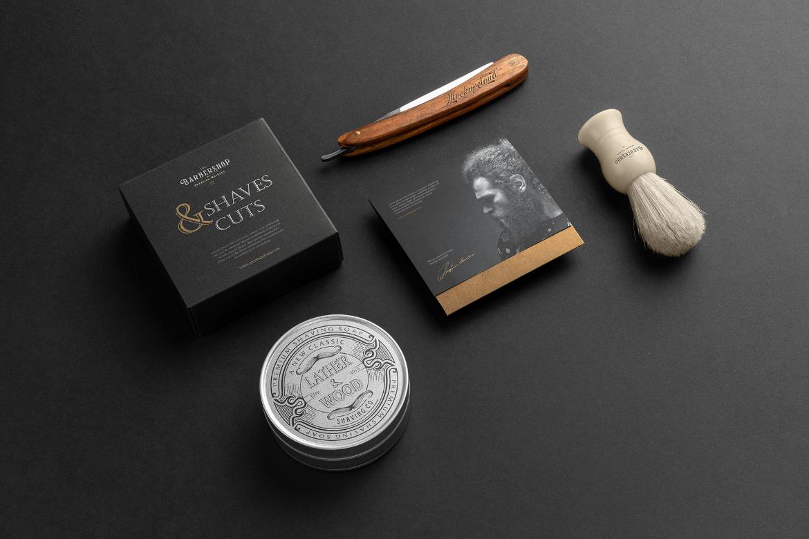Barbershop Branding and Packaging Mockup Scene 09