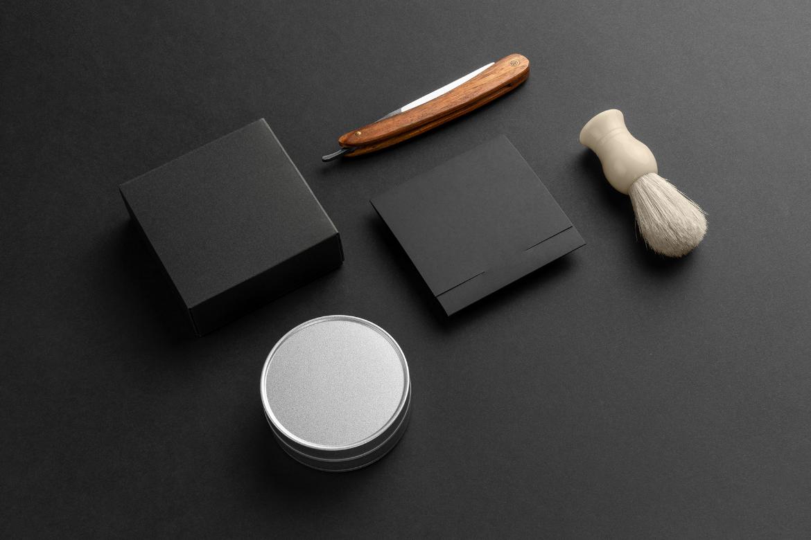 Barbershop Branding and Packaging Mockup Scene 09