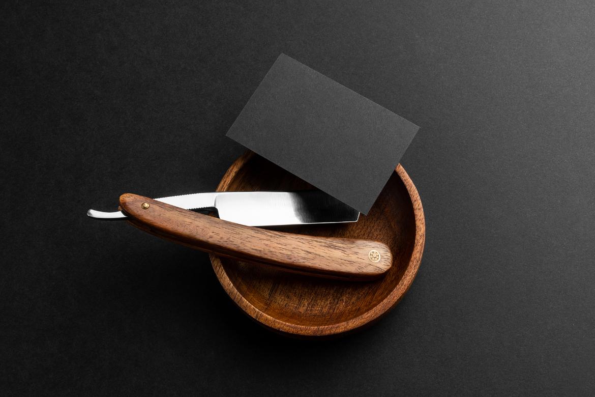 Barbershop Business Card Branding Mockup Scene 13