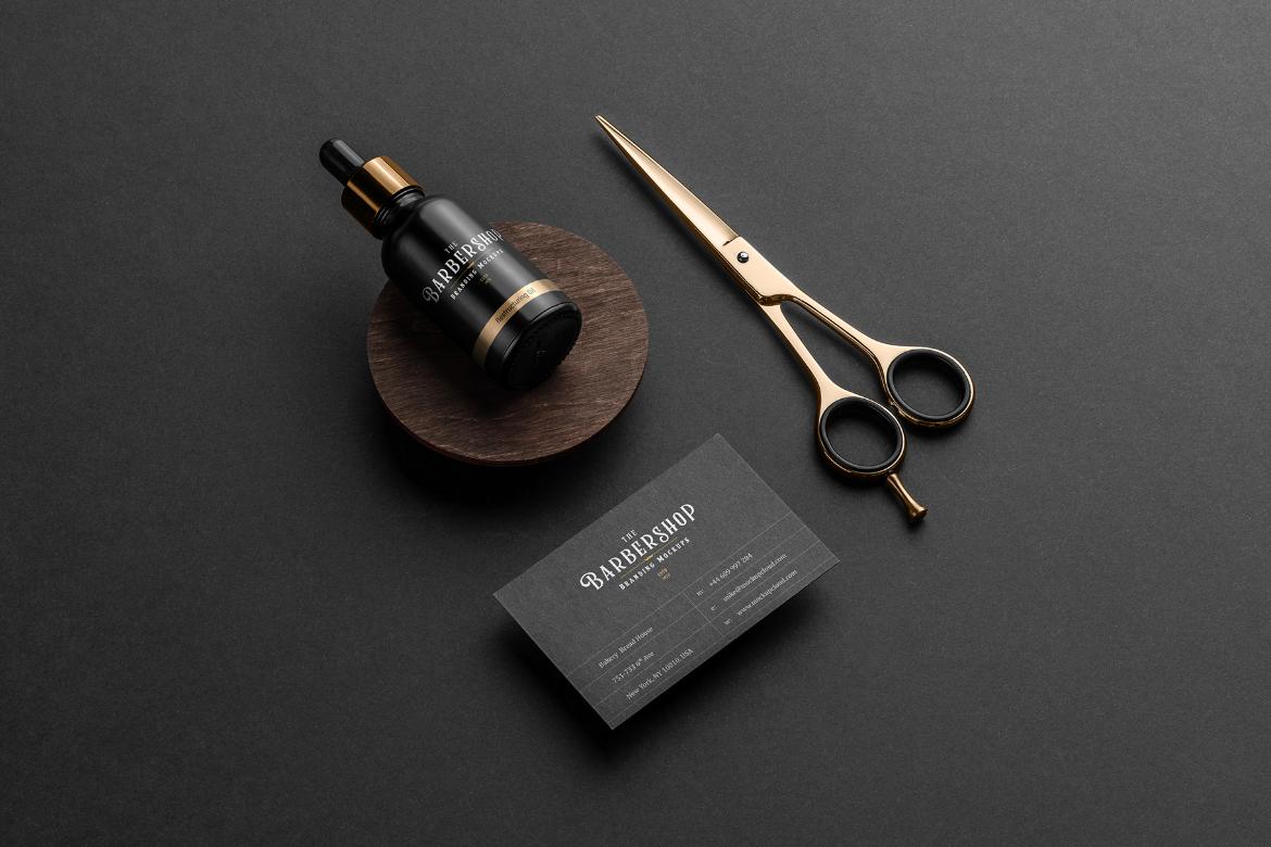 Barbershop Branding and Packaging Mockup Scene 14