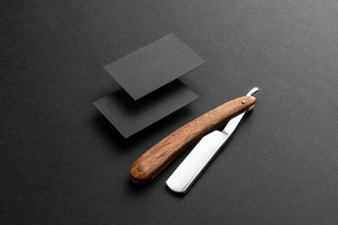 Barbershop Business Cards Branding Mockup Scene 15