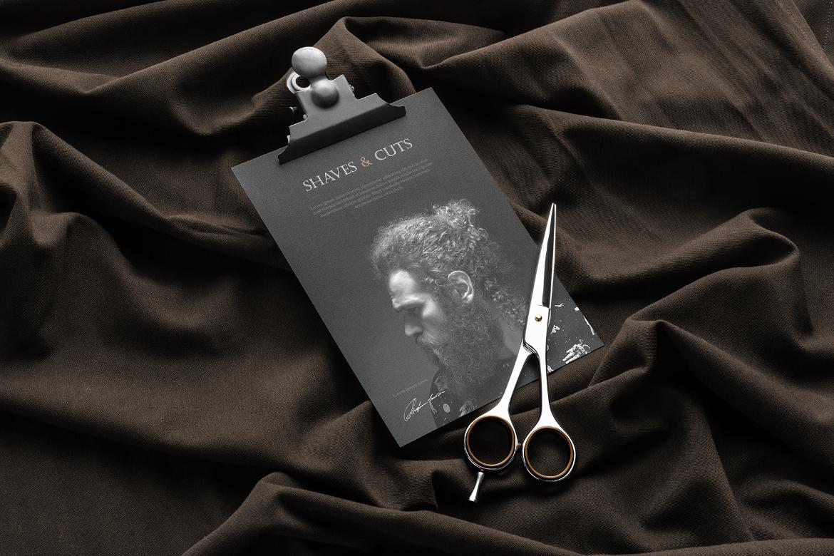 Barbershop Flyer Card Branding Mockup Scene 17