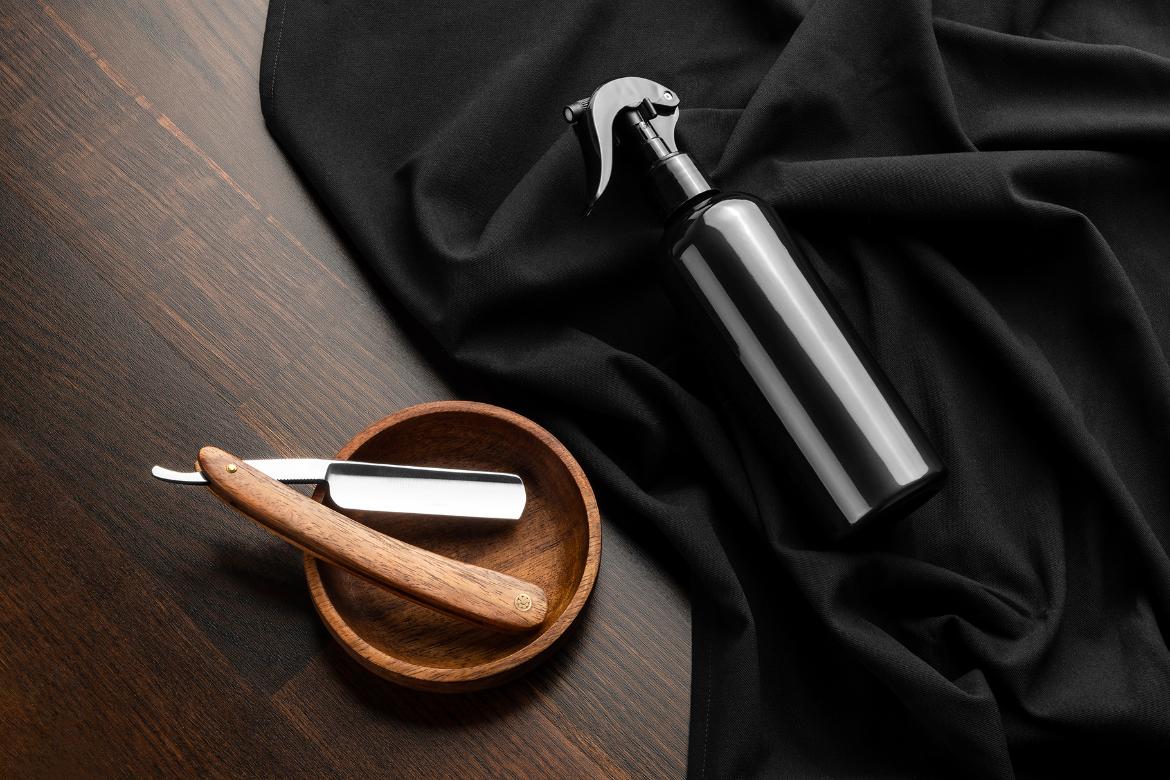 Barbershop Spray Bottle Branding Mockup Scene 21