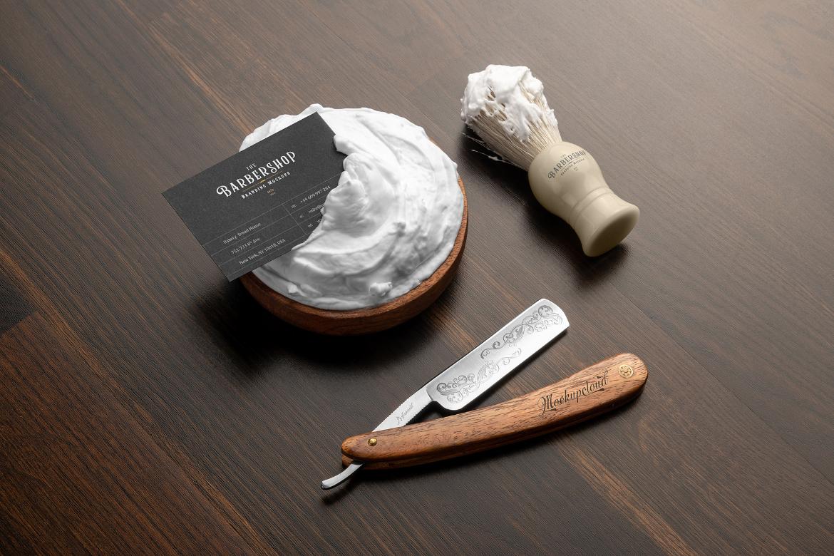 Barbershop Business Card Branding Mockup Scene 23