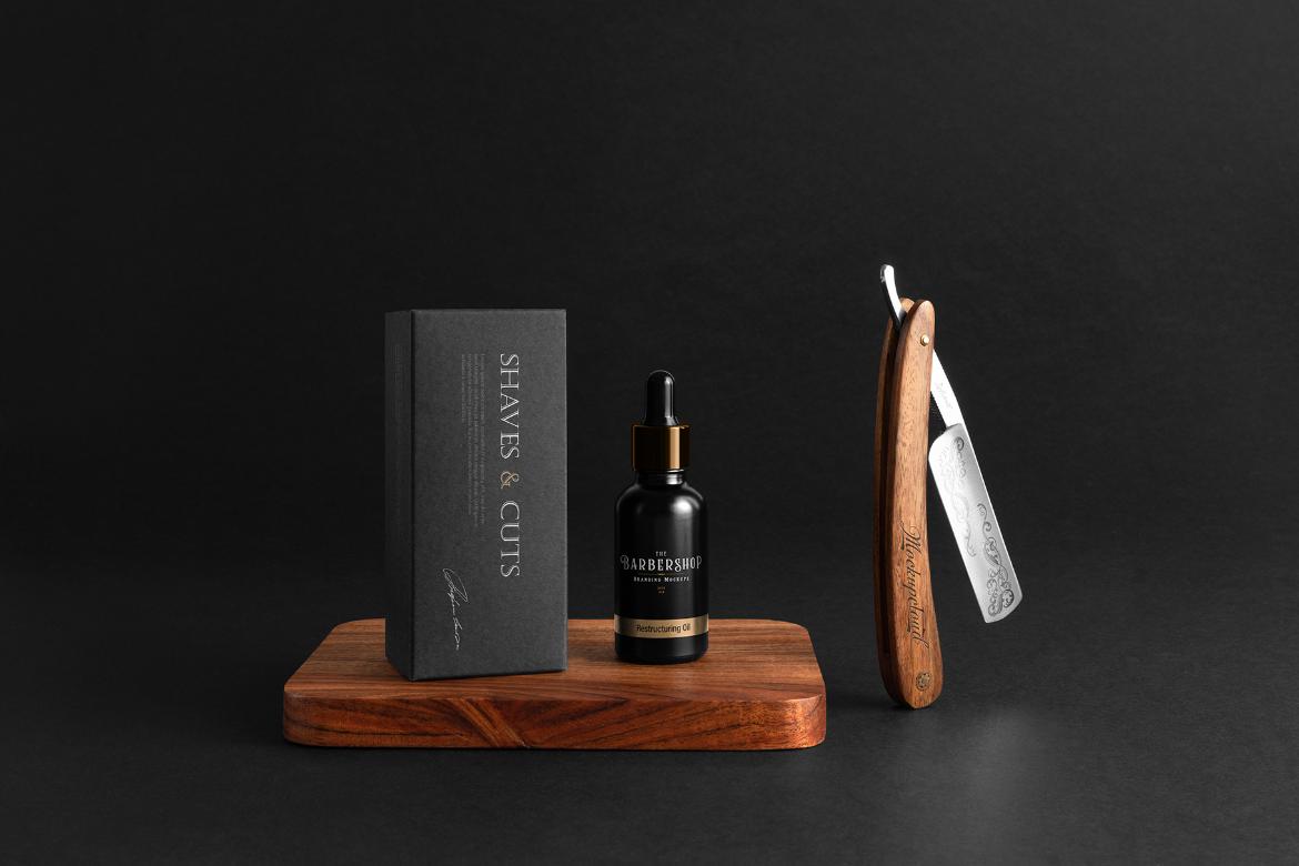 Barbershop Dropper Bottle Packaging Mockup Scene 25