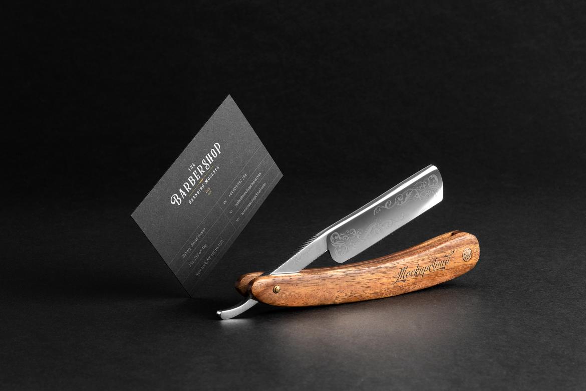 Barbershop Business Card Branding Mockup Scene 27