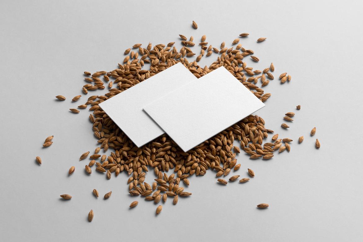 Business Cards on a Malt Grains Branding Mockup Scene 36