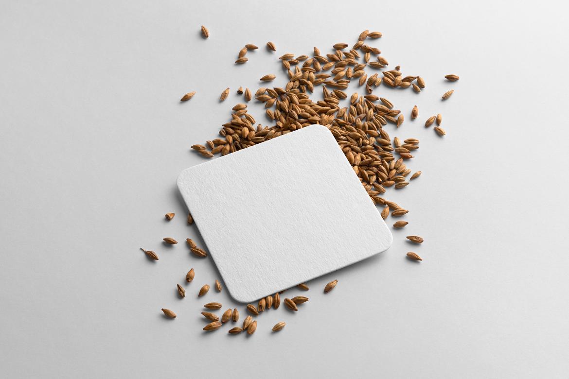 Beer Pad on a Malt Grains Branding Mockup Scene 36