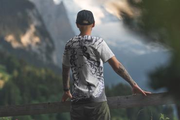 T-Shirt Mockup Male Model Alpine Scene 06
