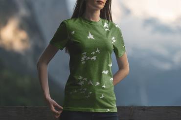 T-Shirt Mockup Female Model Alpine Scene 11