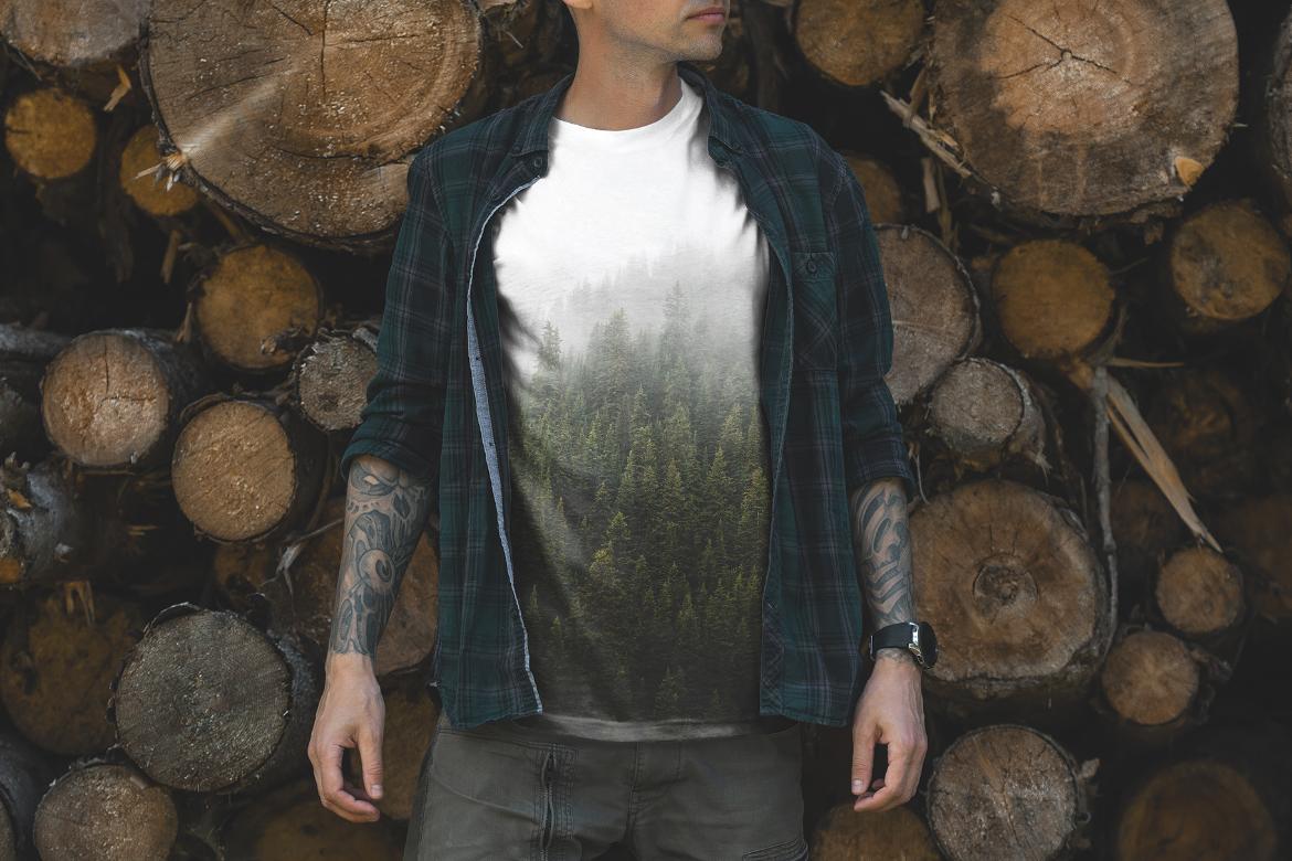 T-Shirt Mockup Male Model Alpine Scene 20