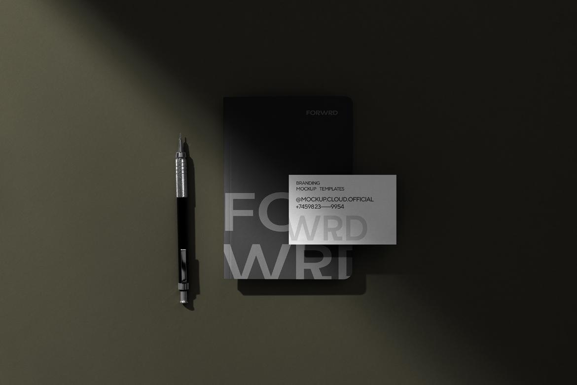 Forwrd Notebook and Business Cards Mockup Scene 06
