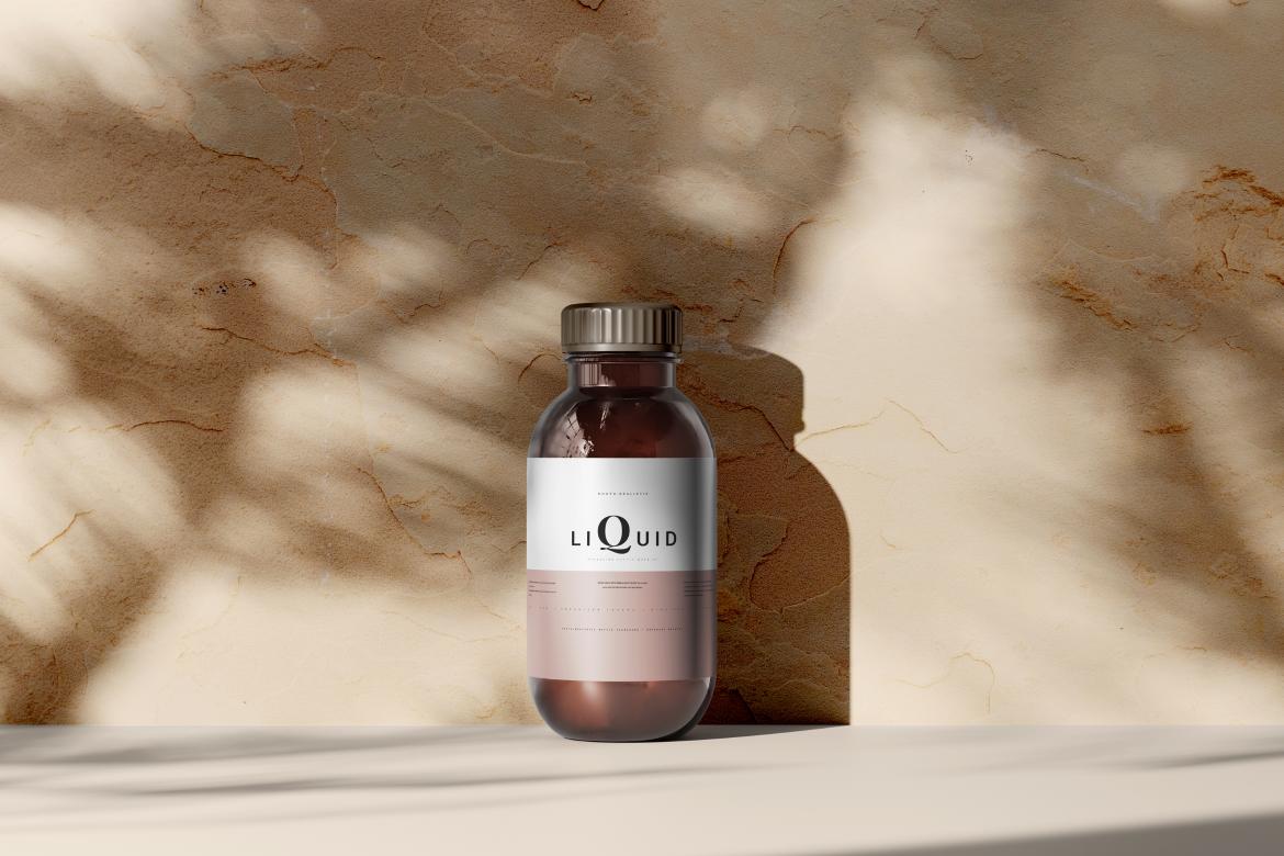 Amber Glass Medicine Bottle Mockup