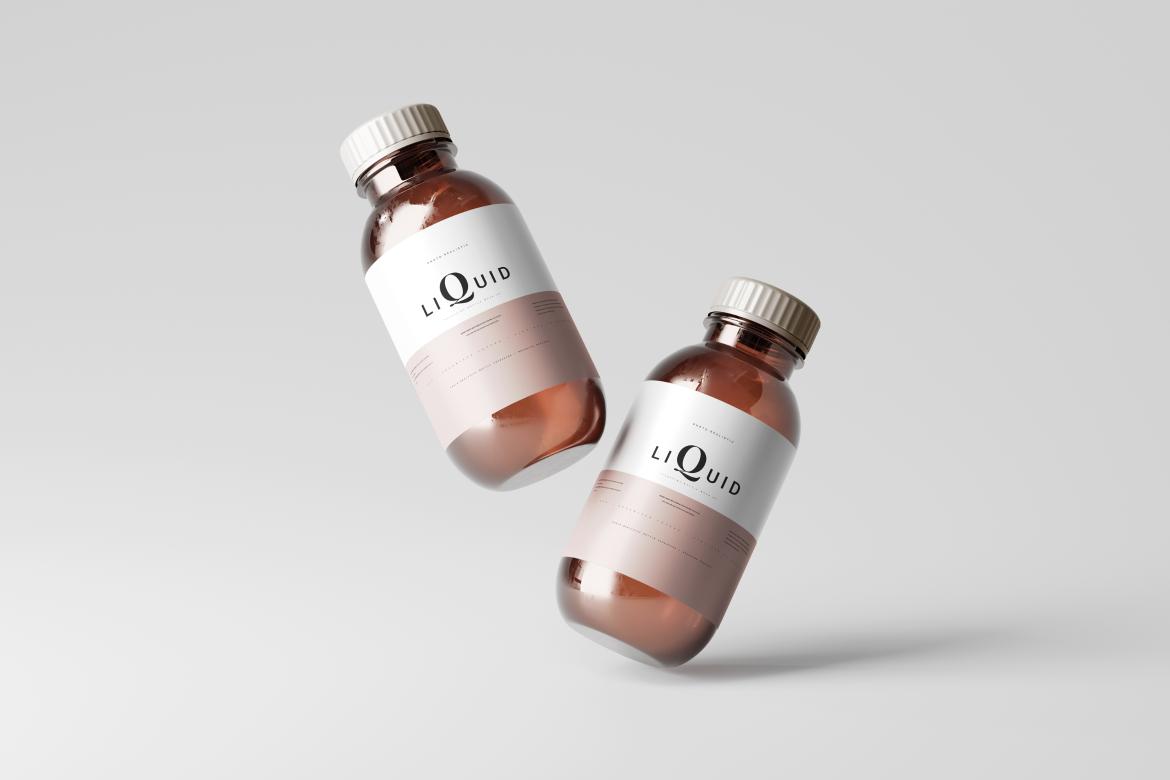 Amber Glass Medicine Bottle Mockup