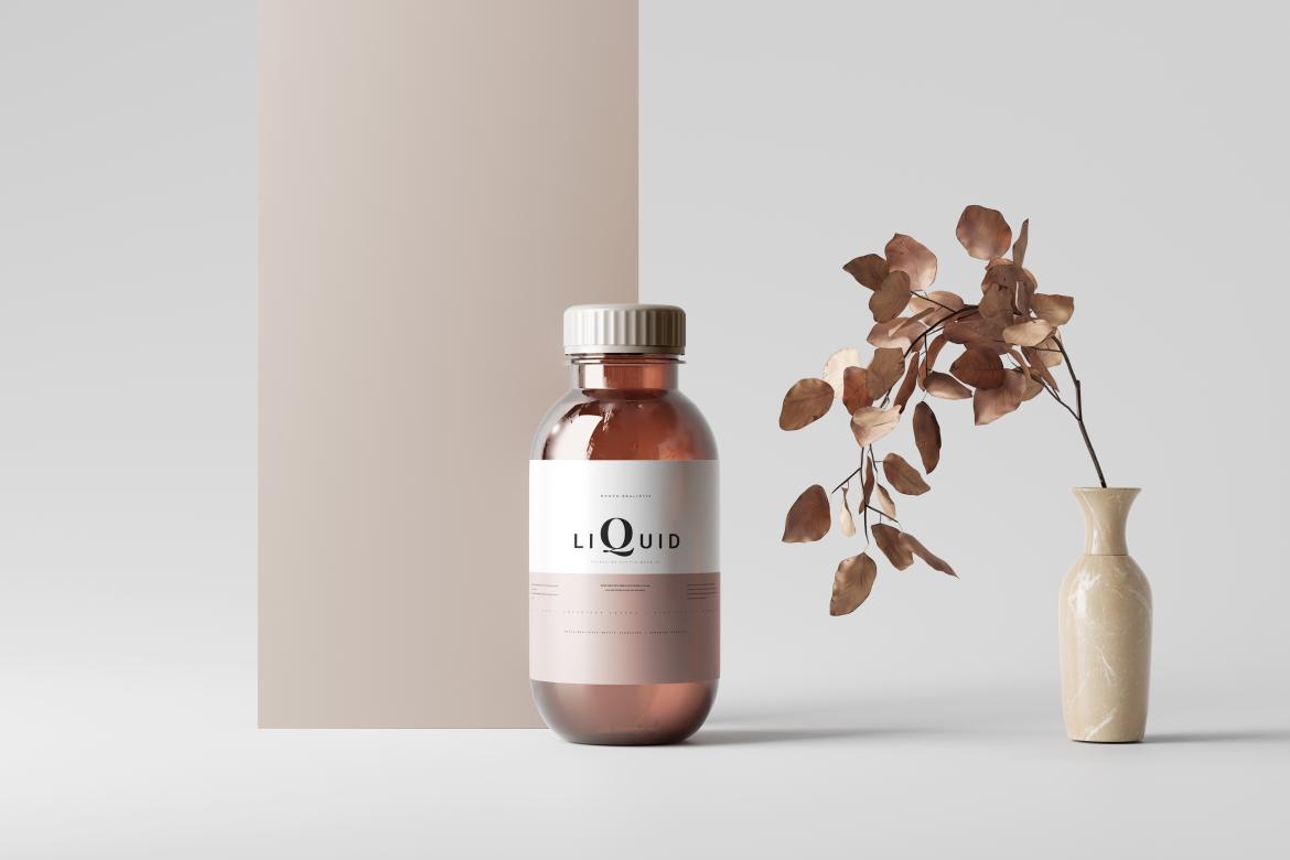 Amber Glass Medicine Bottle Mockup
