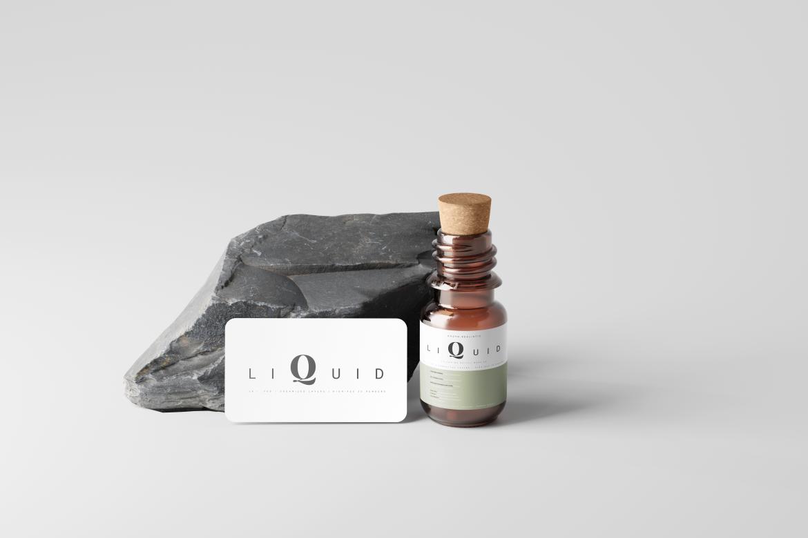 Amber Glass Bottle With Cork Mockup