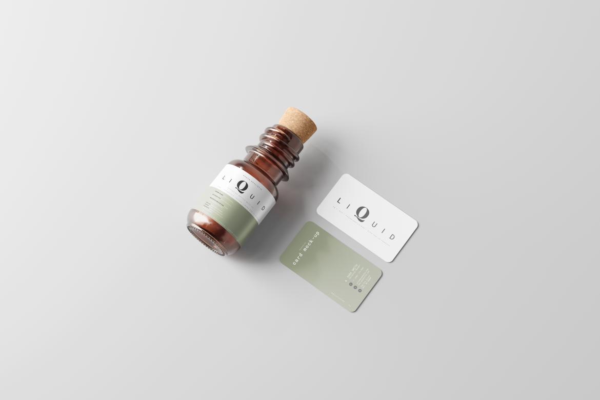 Amber Glass Bottle With Cork Mockup