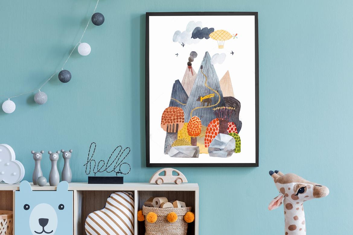 Artwork Frame Kids Room Mockup Scene 01