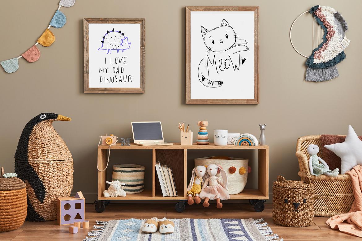 Artwork Frame Kids Room Mockup Scene 14