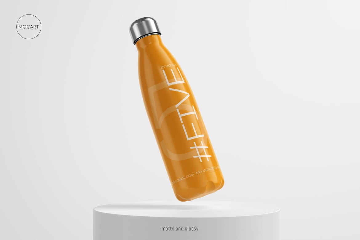 Stainless Steel Water Bottle Mockup 