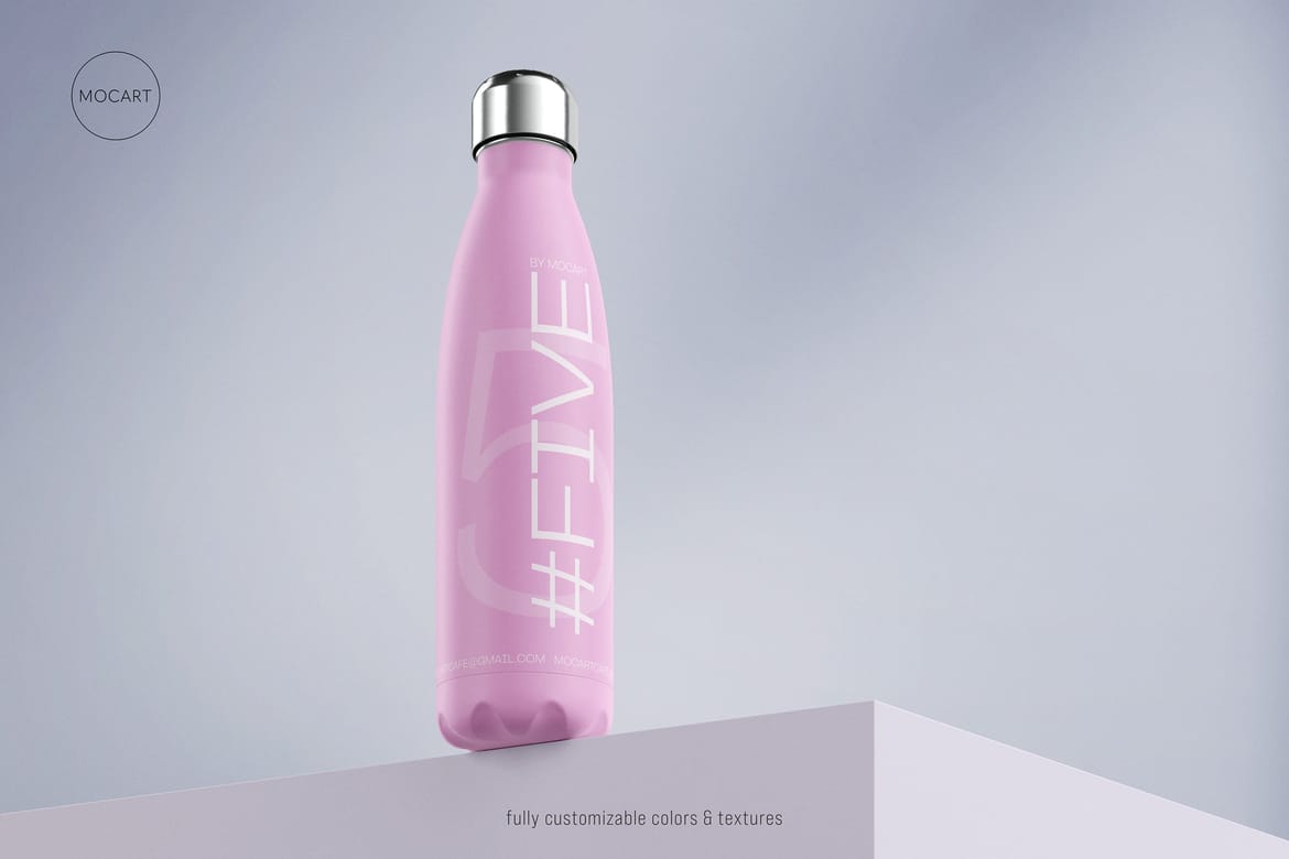 Stainless Steel Water Bottle Mockup 