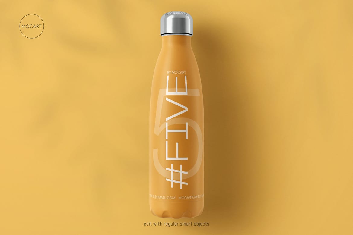 Stainless Steel Water Bottle Mockup 