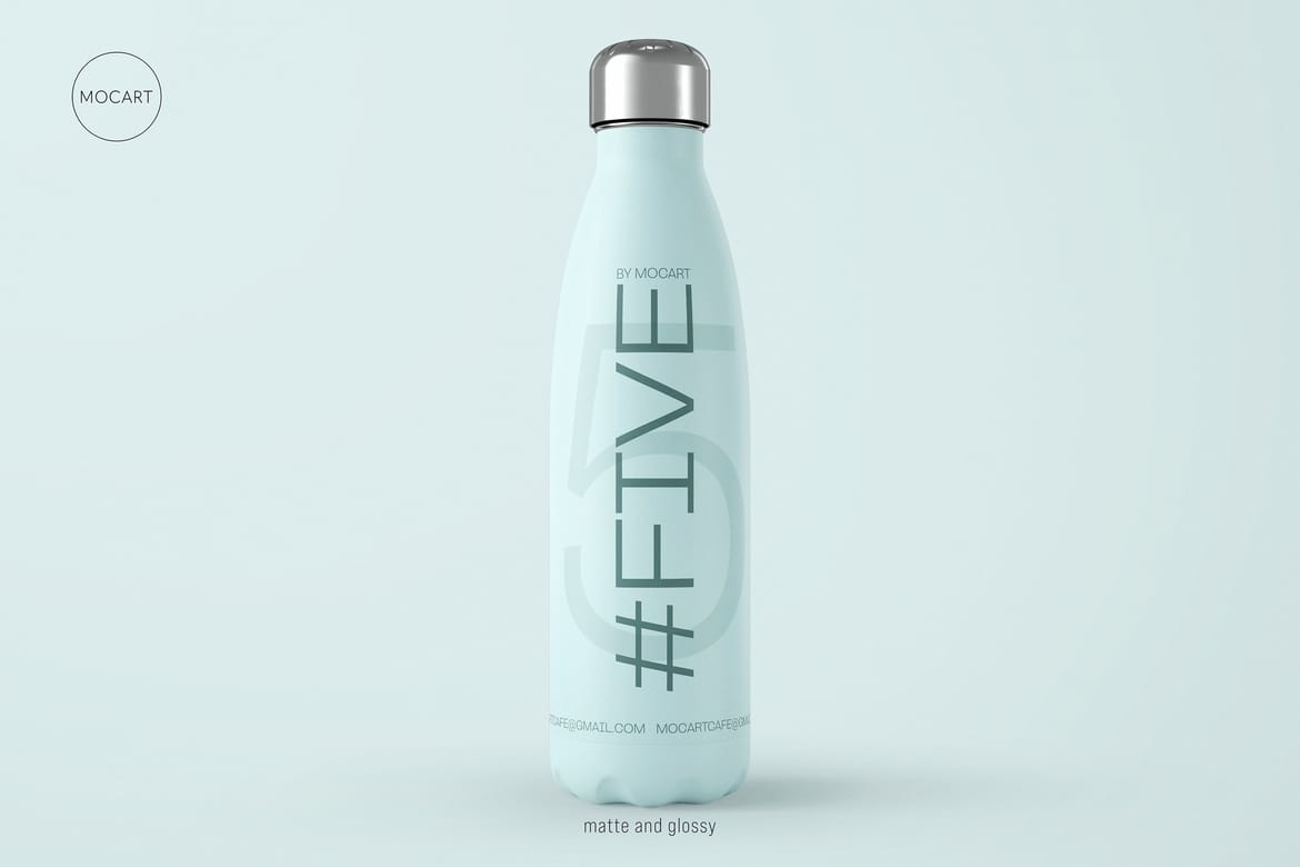Stainless Steel Water Bottle Mockup 