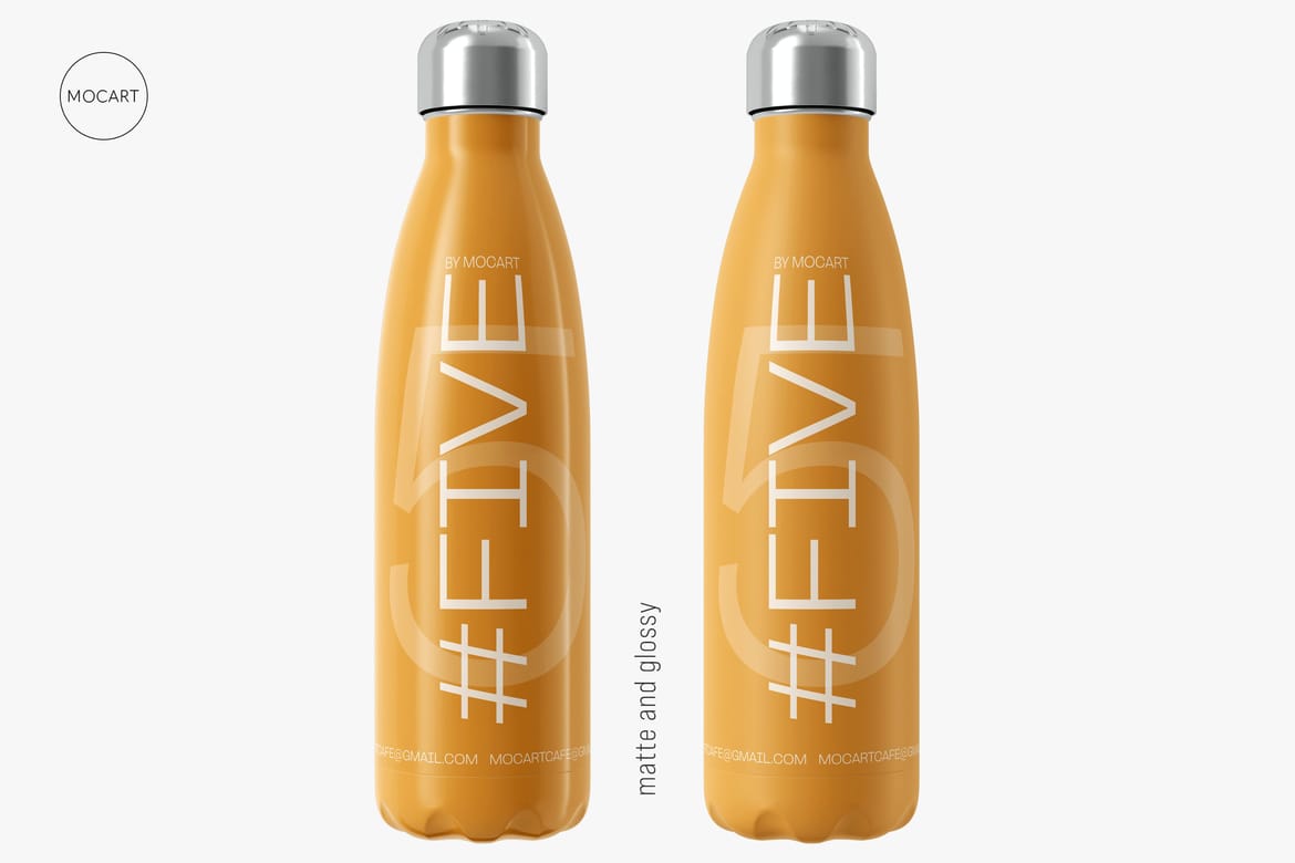 Stainless Steel Water Bottle Mockup 