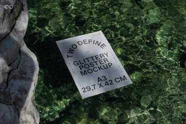 Glittery Poster On Water Mockup