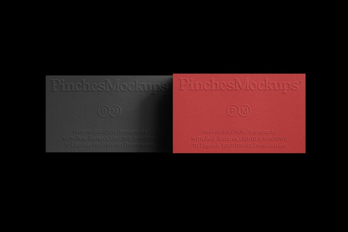 PM_BC/1Ø - Embossed/Debossed Business Cards Mockup