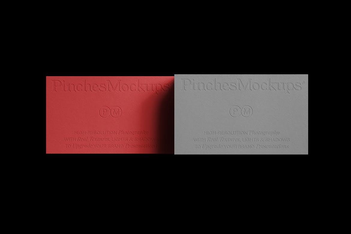 PM_BC/1Ø - Embossed/Debossed Business Cards Mockup