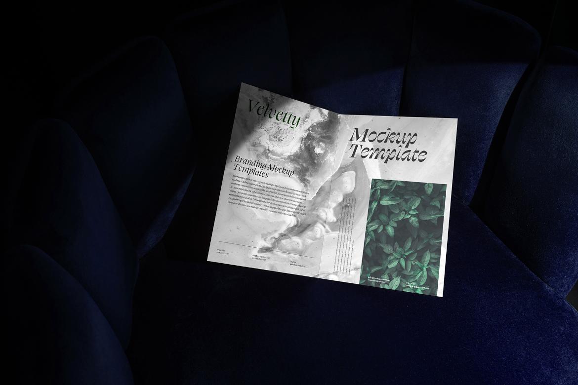 Bi-Fold Brochure Mockup Scene / Velvetty Series
