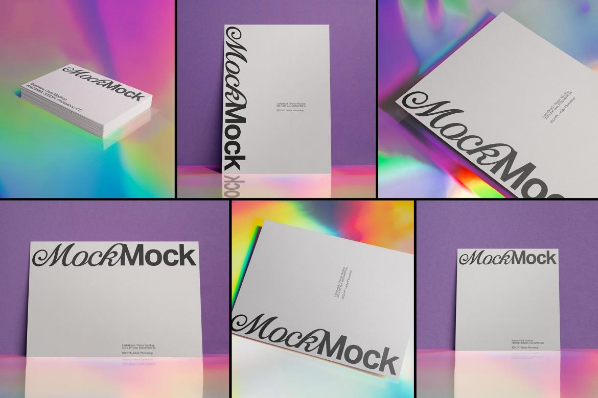 Branding Stationery Mockup Bundle 'Iridescence' - 6 Stationery Mockups