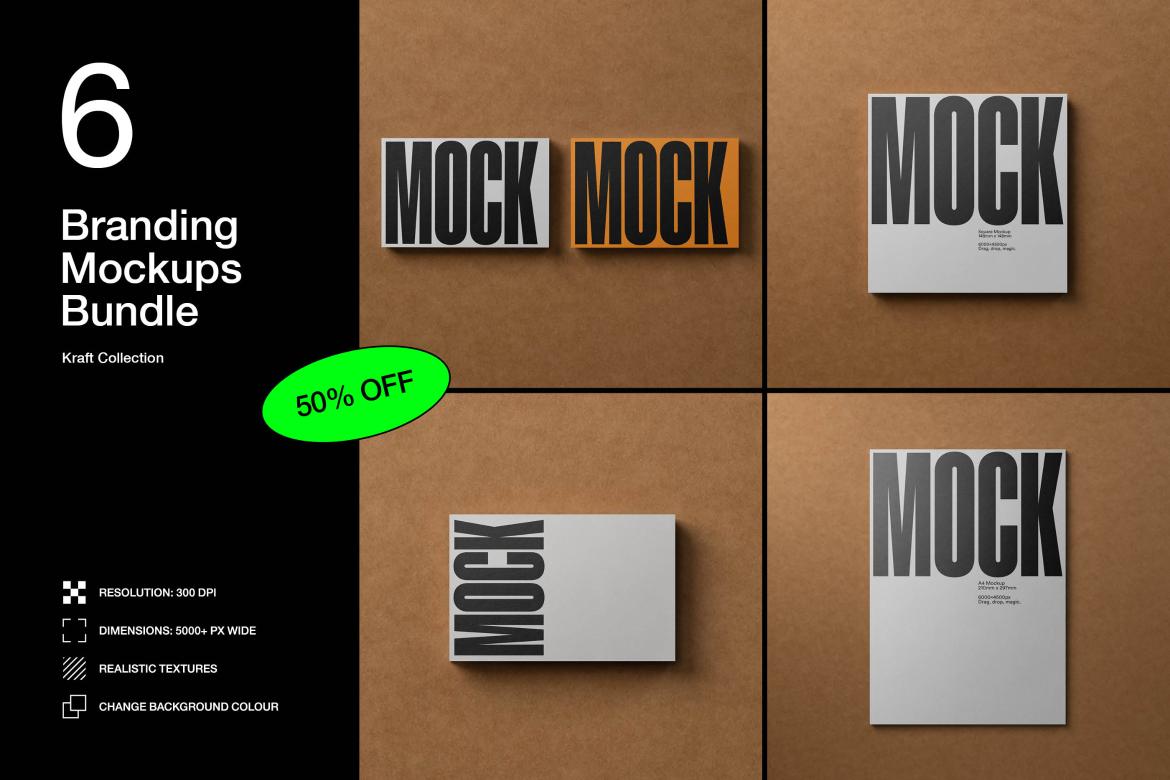 Branding Mockup Bundle 'Craft' - 6 Stationery Mockups