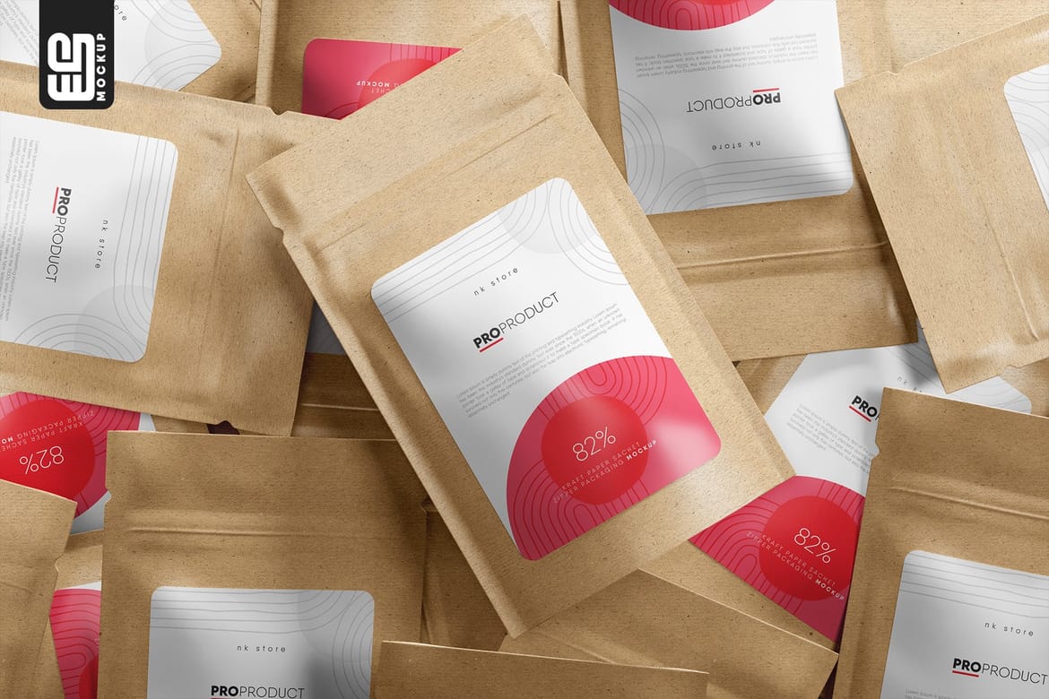 Kraft Paper Sachet Packaging Mockup