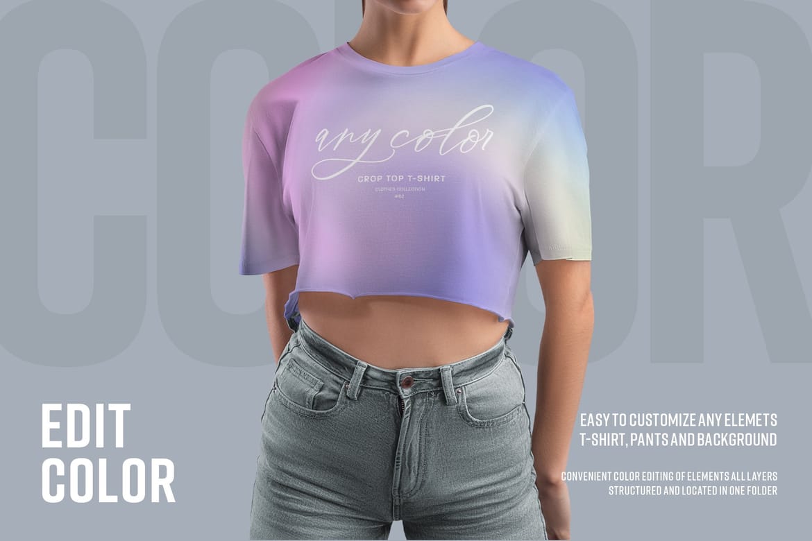 Crop Top Woman T-Shirt Mockups