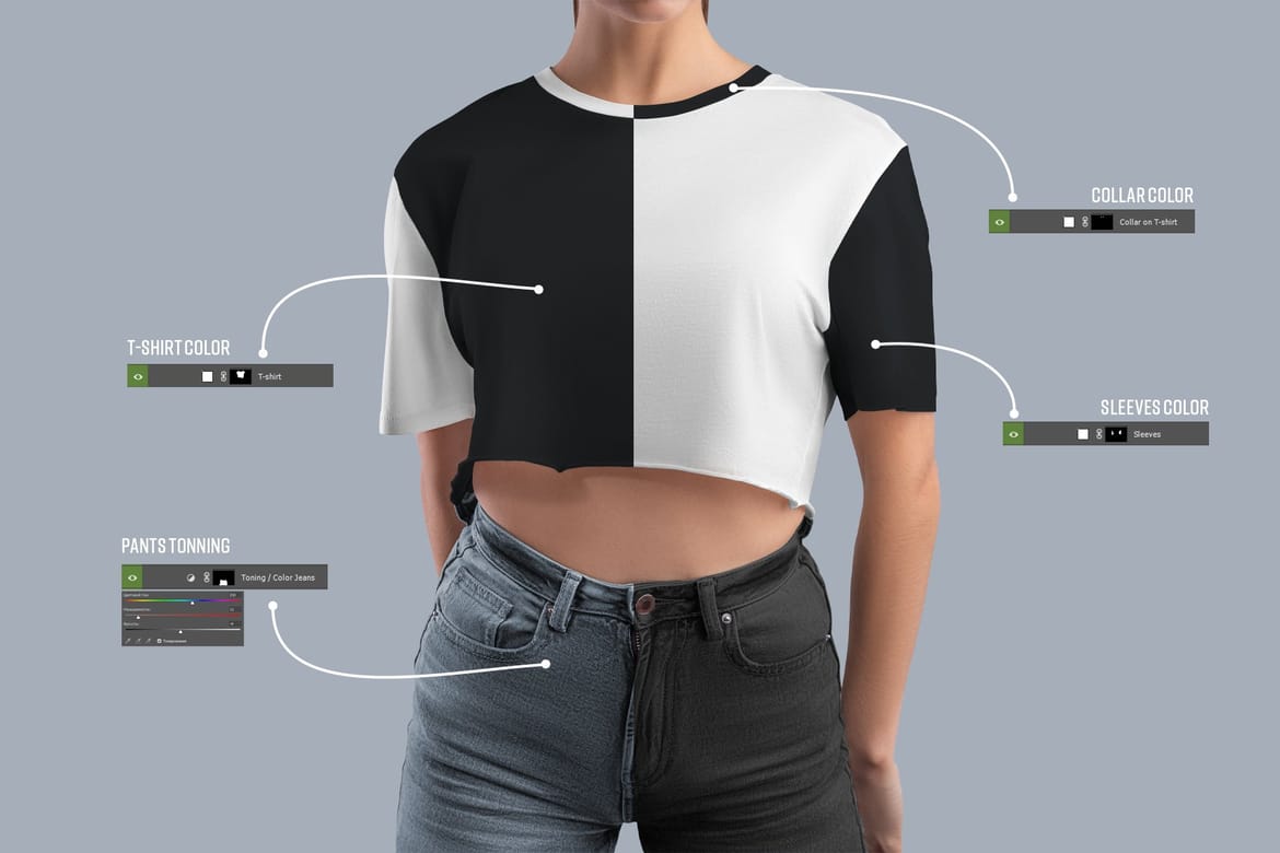 Crop Top Woman T-Shirt Mockups