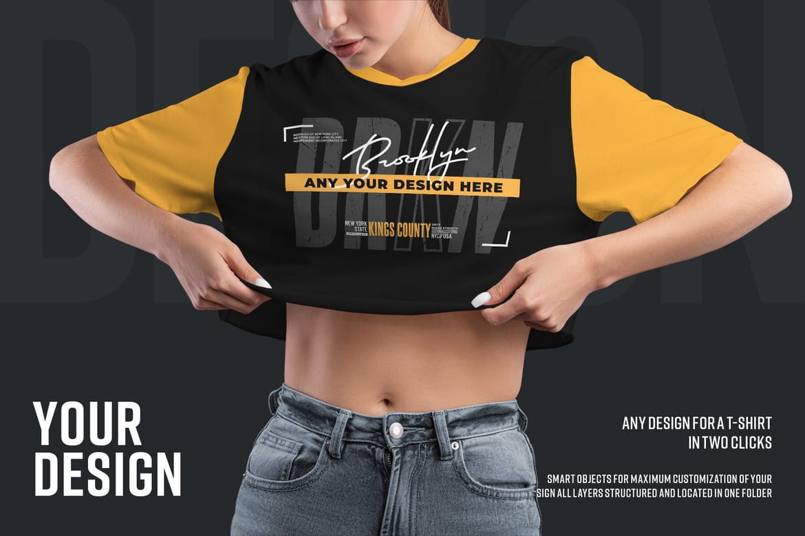Crop Top Woman T-Shirt Mockups