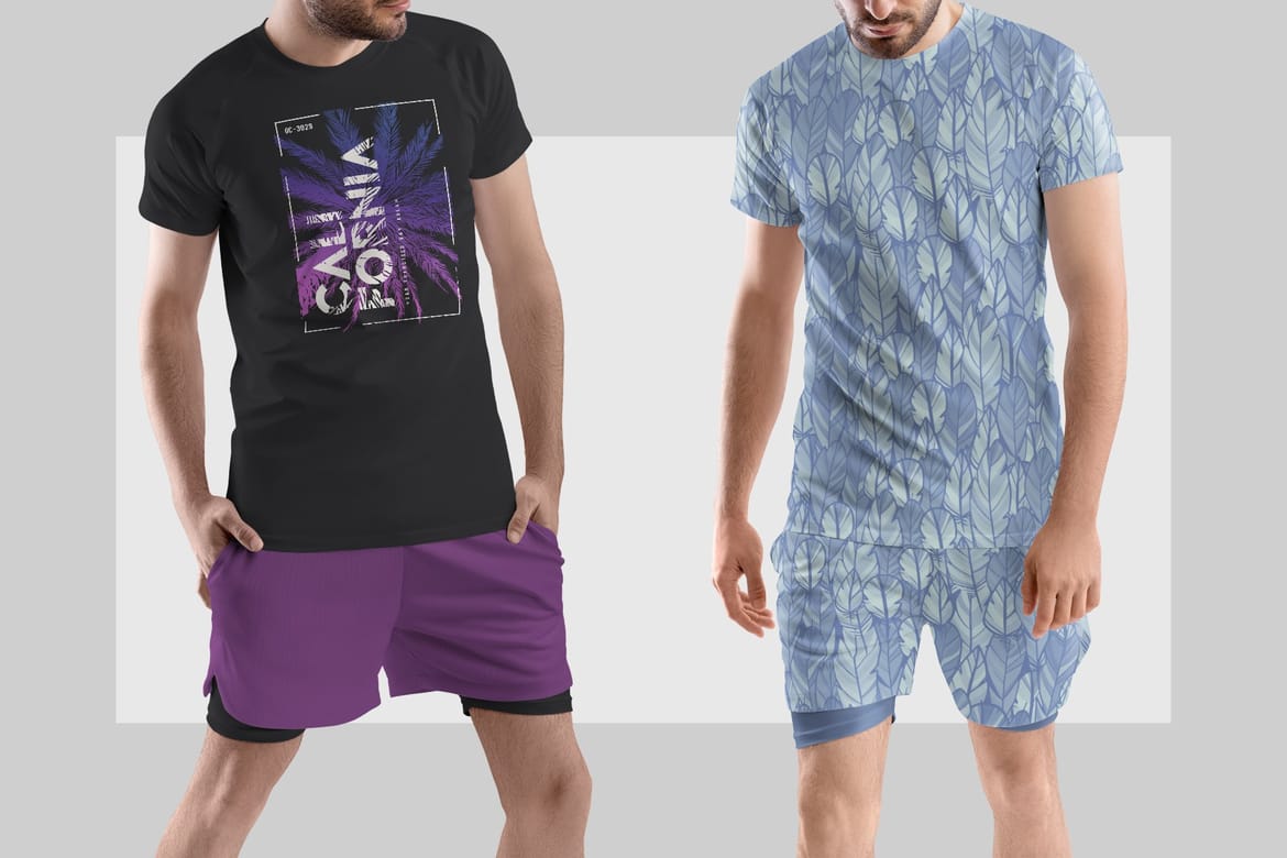 Men's T-Shirt and Shorts Mockups