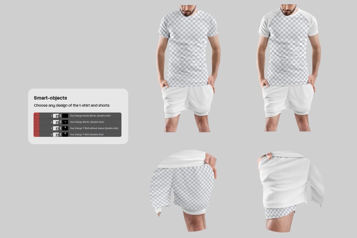 Men's T-Shirt and Shorts Mockups