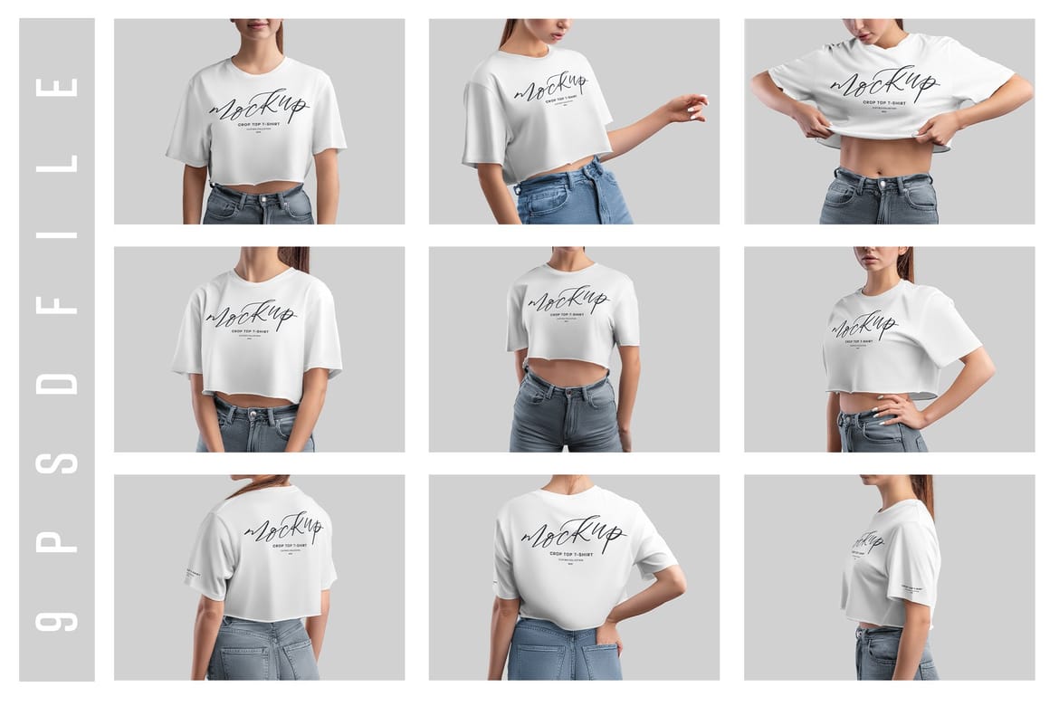 Crop Top Woman T-Shirt Mockups