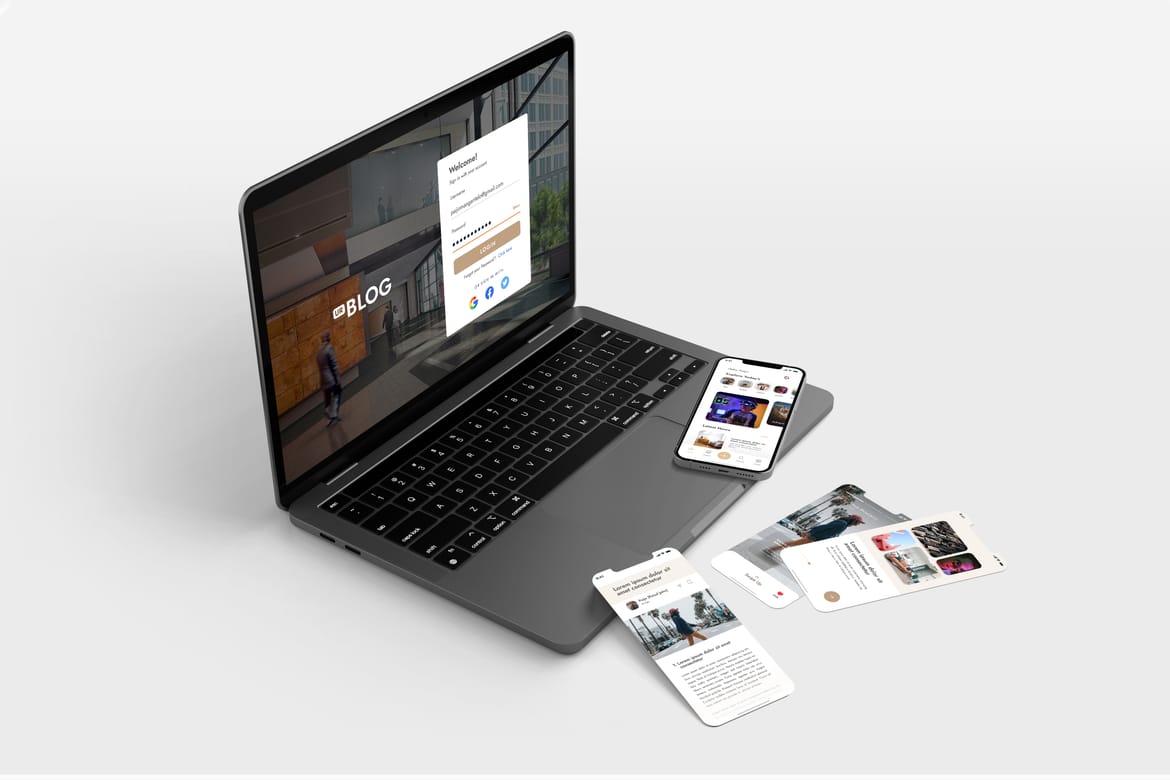 UI - UX App Presentation - Phone & Laptop Mockup