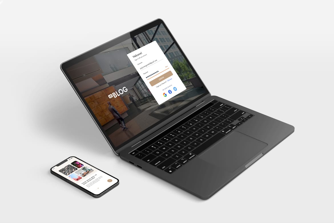 UI - UX App Presentation - Phone & Laptop Mockup