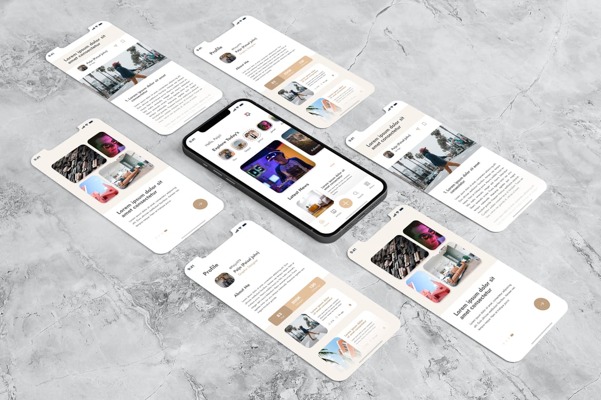 UI - UX App Presentation - Phone Mockup | Premium & Free PSD Mockup Store