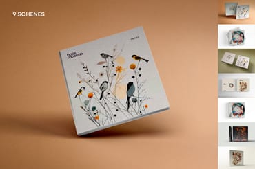 Square Book Cover Mockup Design