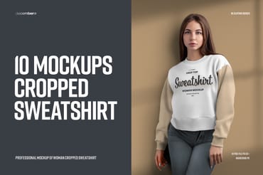 10 Mockups Crop Top Woman Sweatshirt