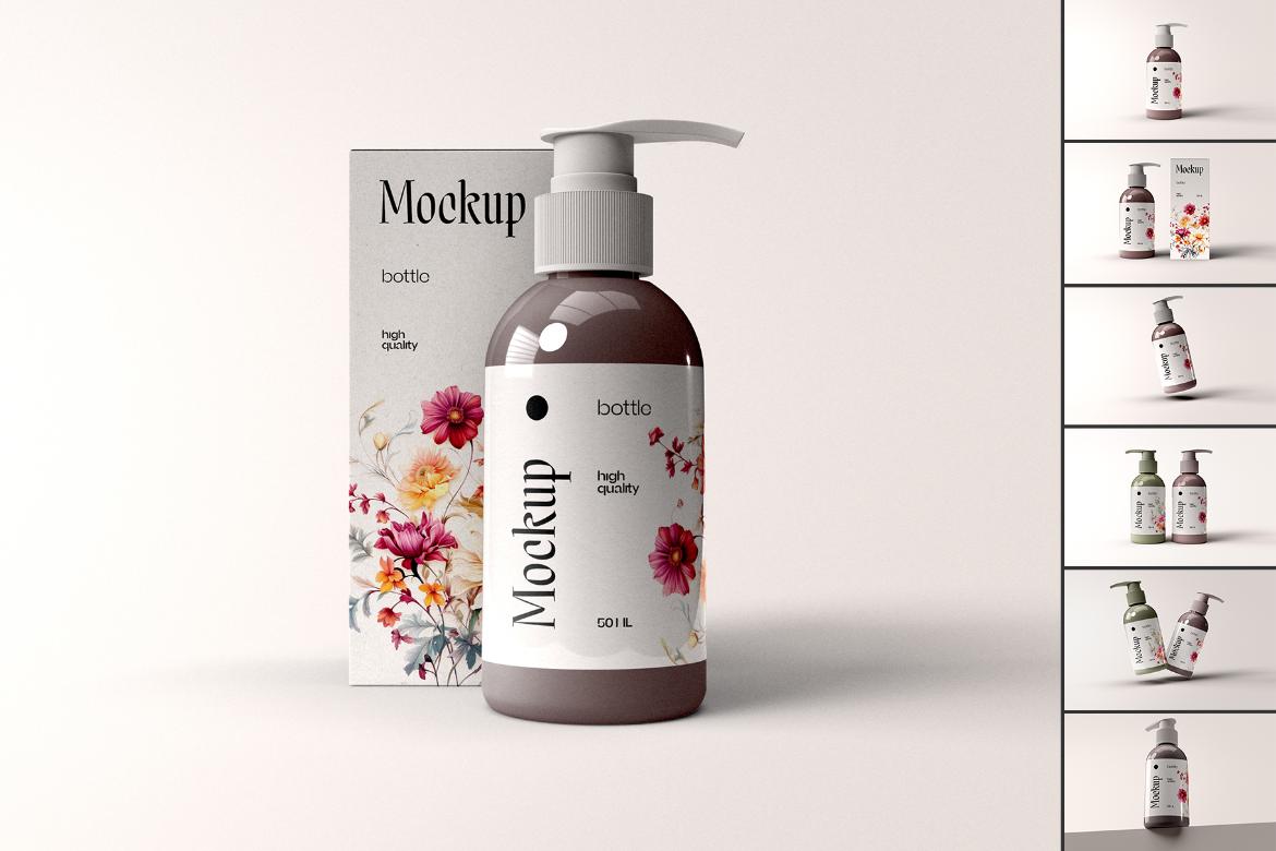 Cosmetic Pump Bottle Mockup